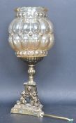 MID 20TH CENTURY GLASS AND BRASS ROCOCO STYLE DESK LAMP