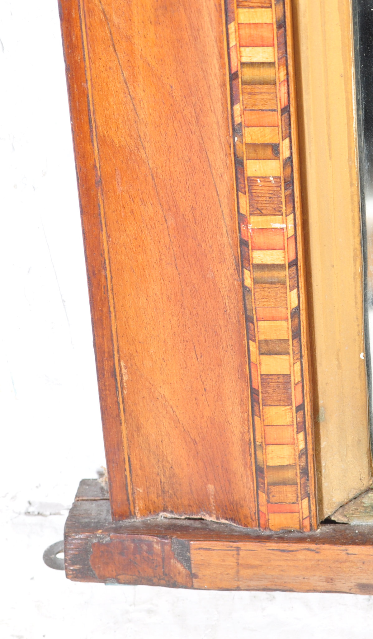 VICTORIAN WALNUT & MARQUETRY INLAID OVERMANTEL MIRROR - Image 3 of 5