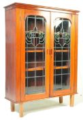 1920'S STAINED & LEADED GLASS BOOKCASE DISPLAY CABINET