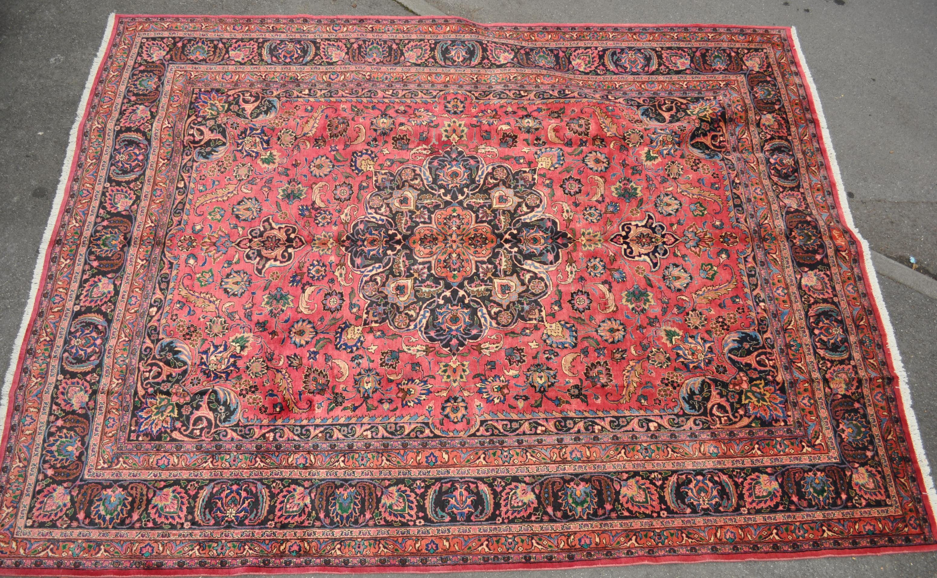 WOOL ON COTTON PERSIAN ISLAMIC SIGNED MESHED CARPET