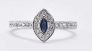 18CT WHITE GOLD DIAMOND & SAPPHIRE RING