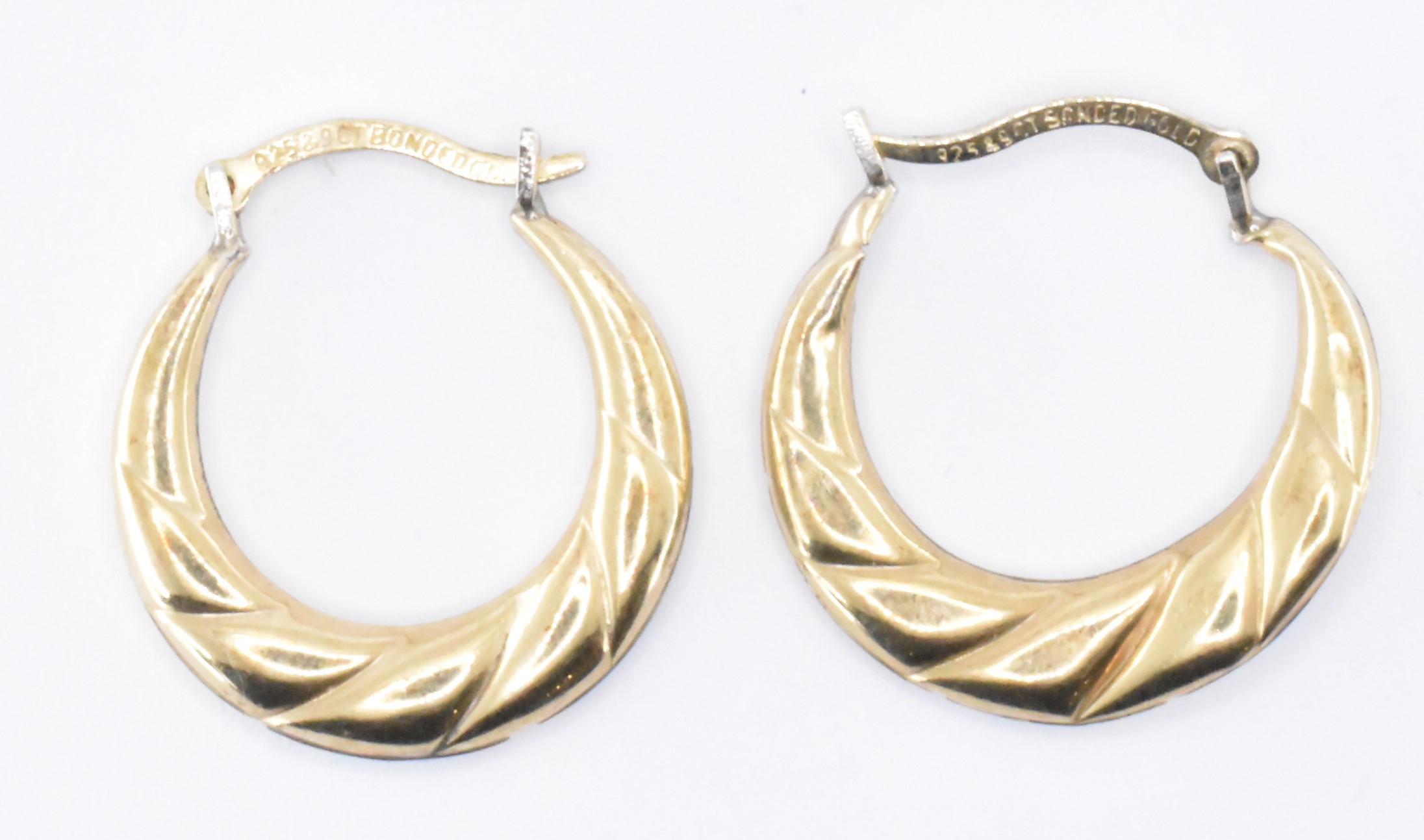 PAIR 9CT YELLOW GOLD HOOP EARRINGS - Image 2 of 2