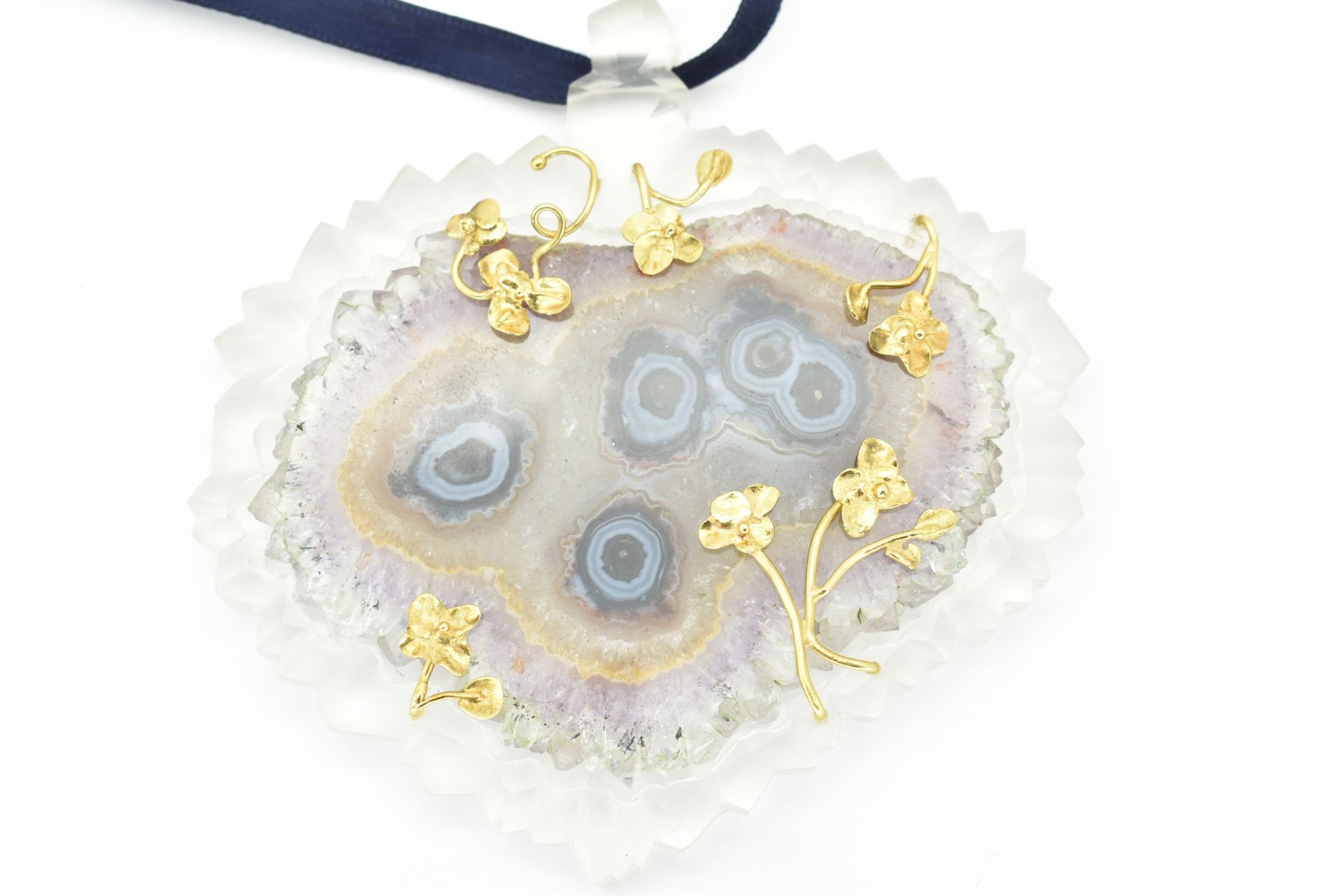 INGEBORG BRATMAN DESIGNER GEODE NECKLACE RIBBON PENDANT - Image 3 of 4