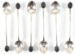 SET OF SIX WALKER & HALL COFFEE BEAN SPOONS