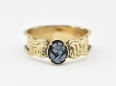 VICTORIAN 19TH CENTURY ONYX CARVED CAMEO MOURNING RING