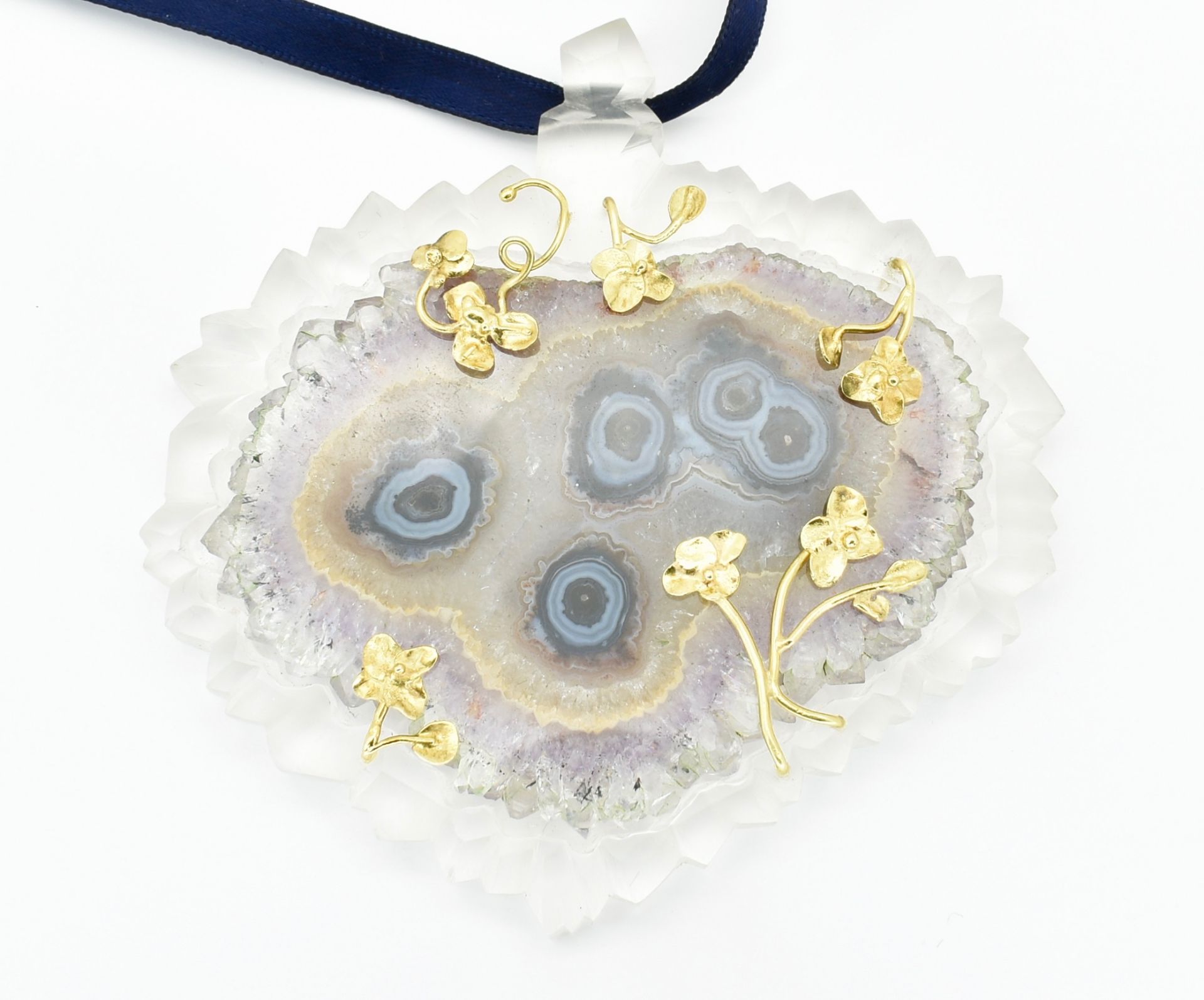 INGEBORG BRATMAN DESIGNER GEODE NECKLACE RIBBON PENDANT - Image 2 of 4