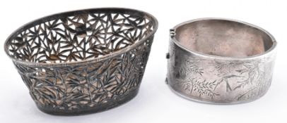 CHINESE SILVER POT & BANGLE BRACELET