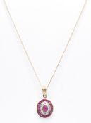 HALLMARKED 9CT GOLD & RUBY PENDANT NECKLACE