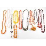 COLLECTION OF VINTAGE & MODERN BEAD NECKLACES