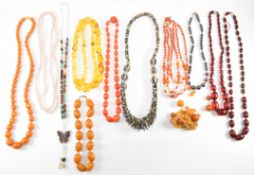 COLLECTION OF VINTAGE & MODERN BEAD NECKLACES