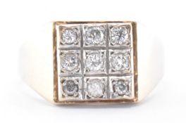 HALLMARKED 9CT GOLD & DIAMOND SIGNET RING