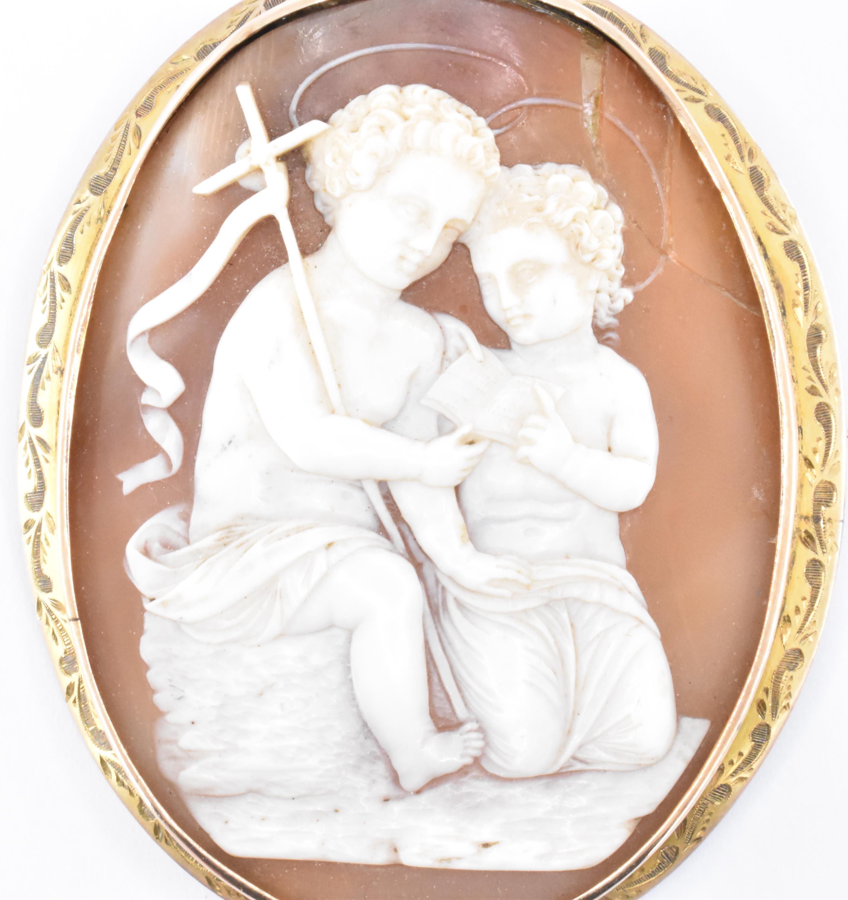 VICTORIAN CHRIST & JOHN THE BAPTIST CAMEO BROOCH - Image 2 of 3