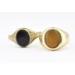 TWO HALLMARKED 9CT GOLD SIGNET RINGS