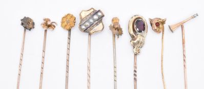 COLLECTION OF YELLOW METAL & GOLD STICK PINS