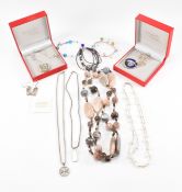 ASSORTMENT OF SILVER JEWELLERY INCLUDING MURANO NECKLACES