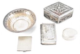 GROUP OF SILVER & WHITE METAL BOXES