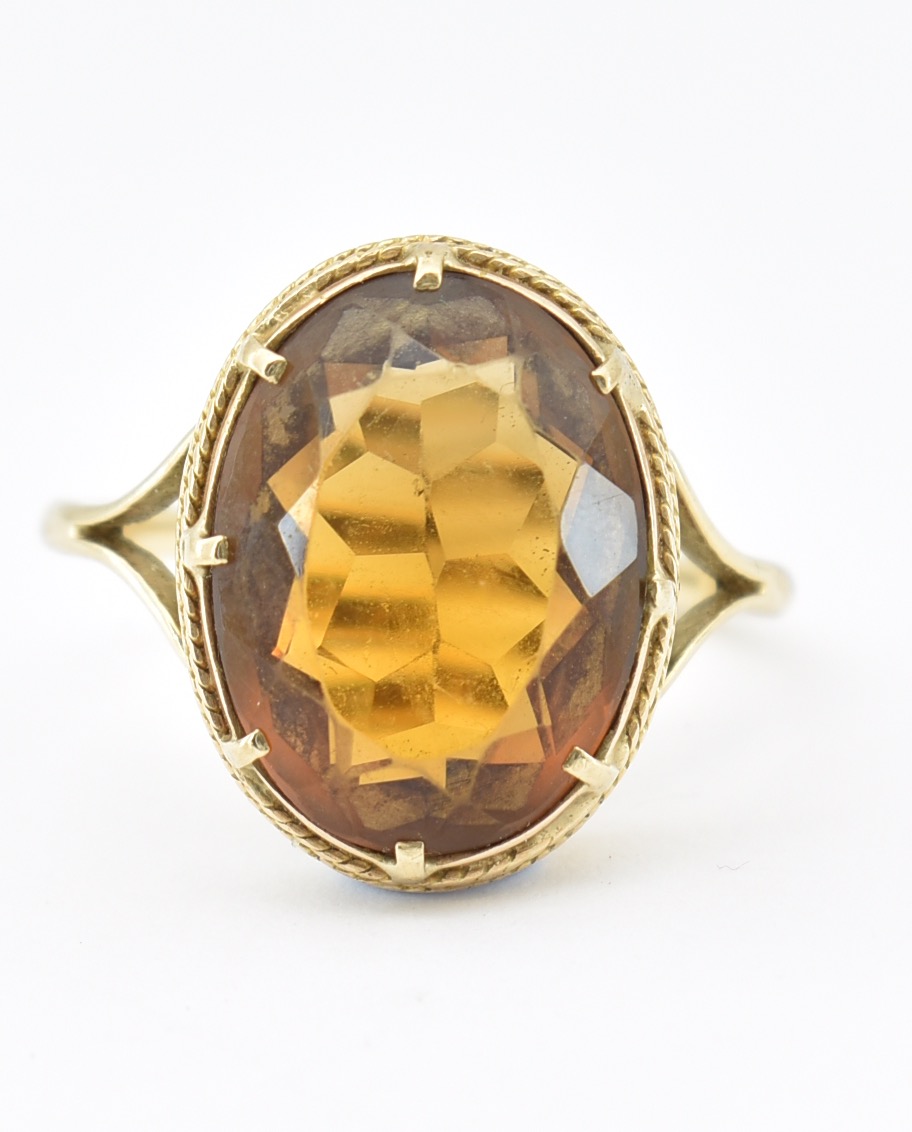 9CT GOLD & CITRINE DRESS RING