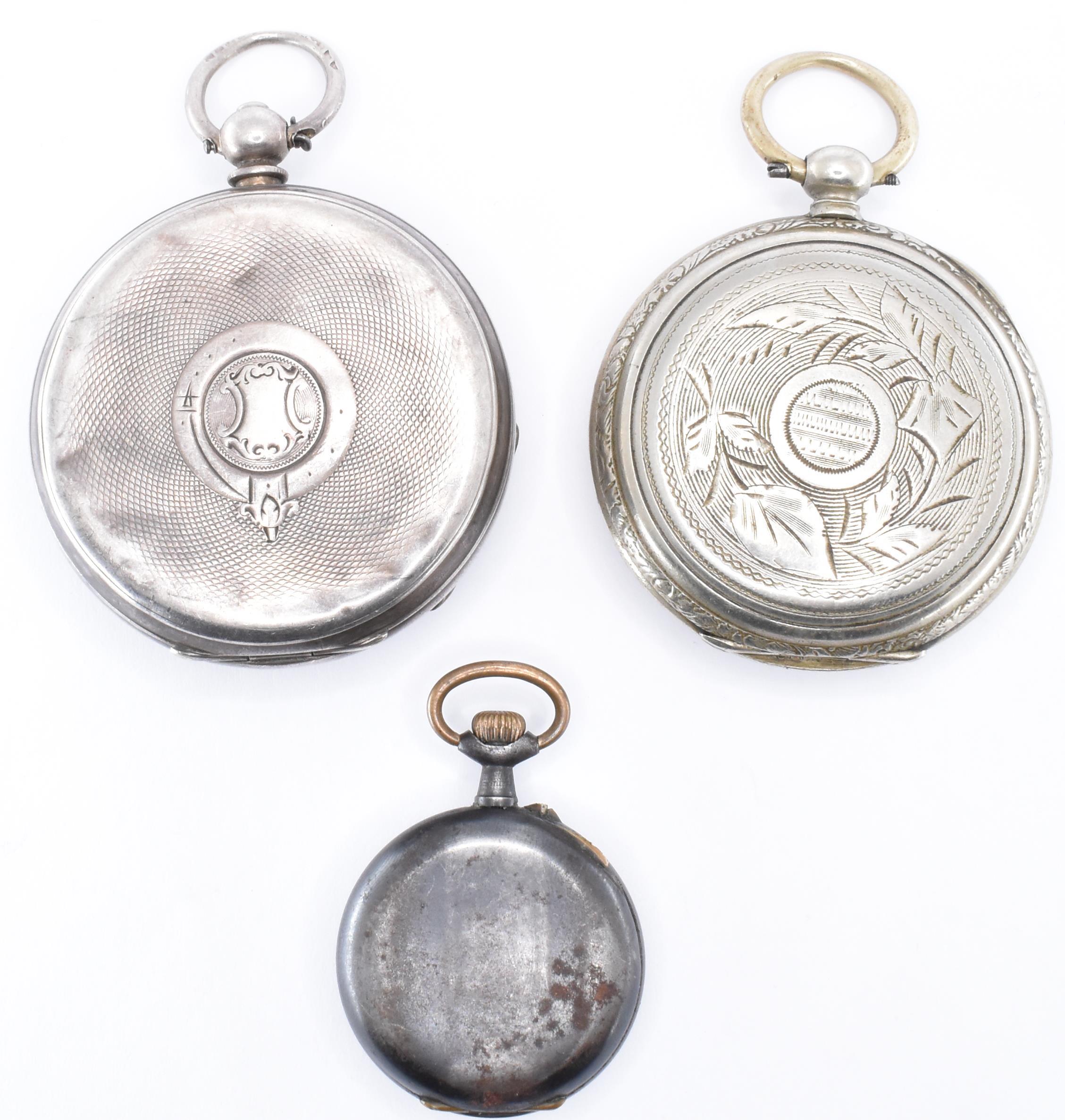 THREE SILVER & WHITE METAL POCKET WATCHES - Image 7 of 7