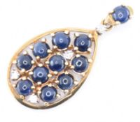 HALLMARKED 9CT GOLD SAPPHIRE & DIAMOND PENDANT