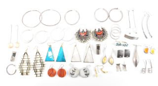 COLLECTION OF SILVER & WHITE METAL EARRINGS