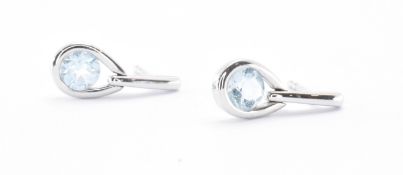 PAIR OF 18CT WHITE GOLD & BLUE STONE DROP EARRINGS