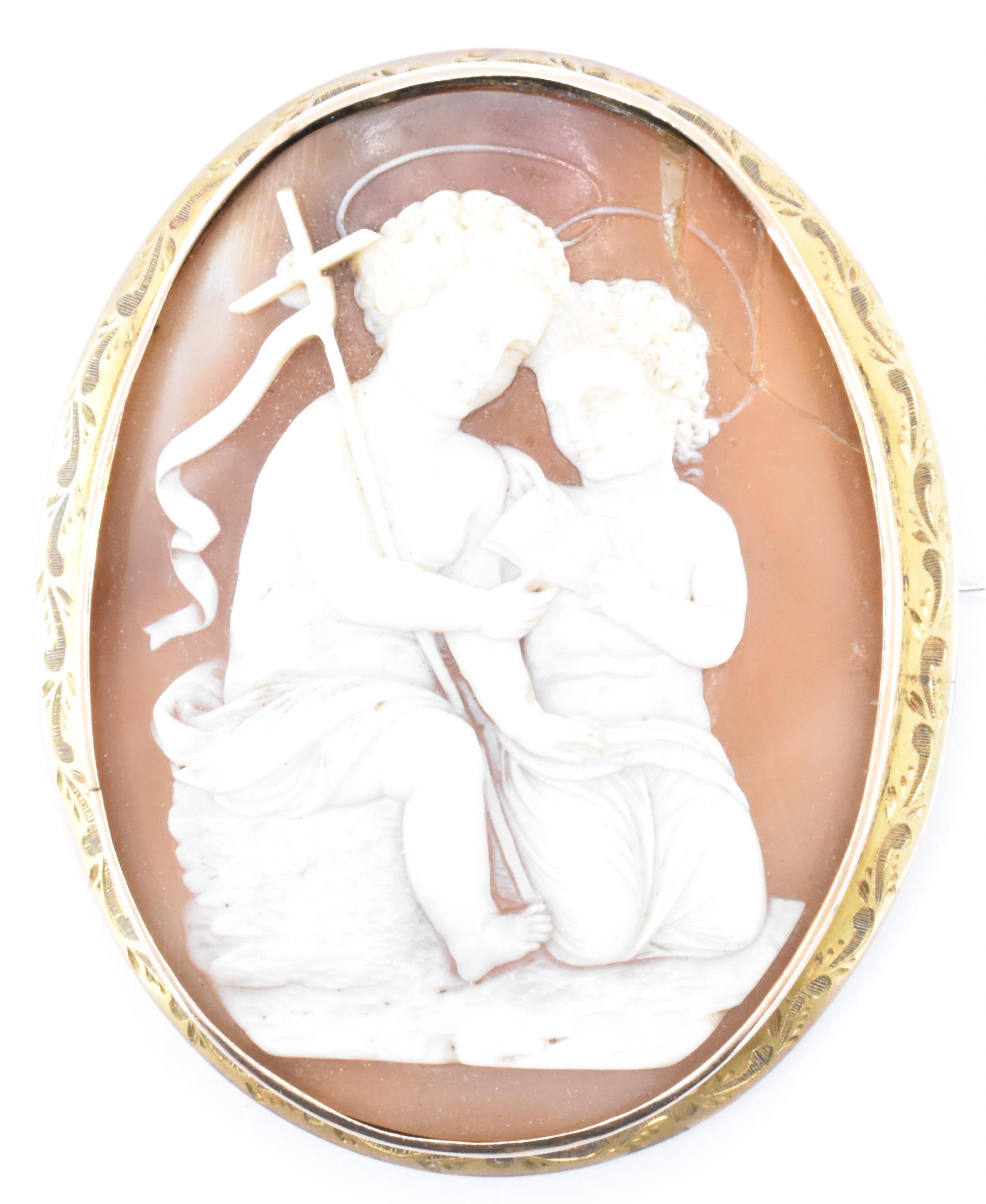 VICTORIAN CHRIST & JOHN THE BAPTIST CAMEO BROOCH