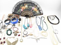COLLECTION OF COSTUME JEWELLERY & VICTORIAN SLIDE