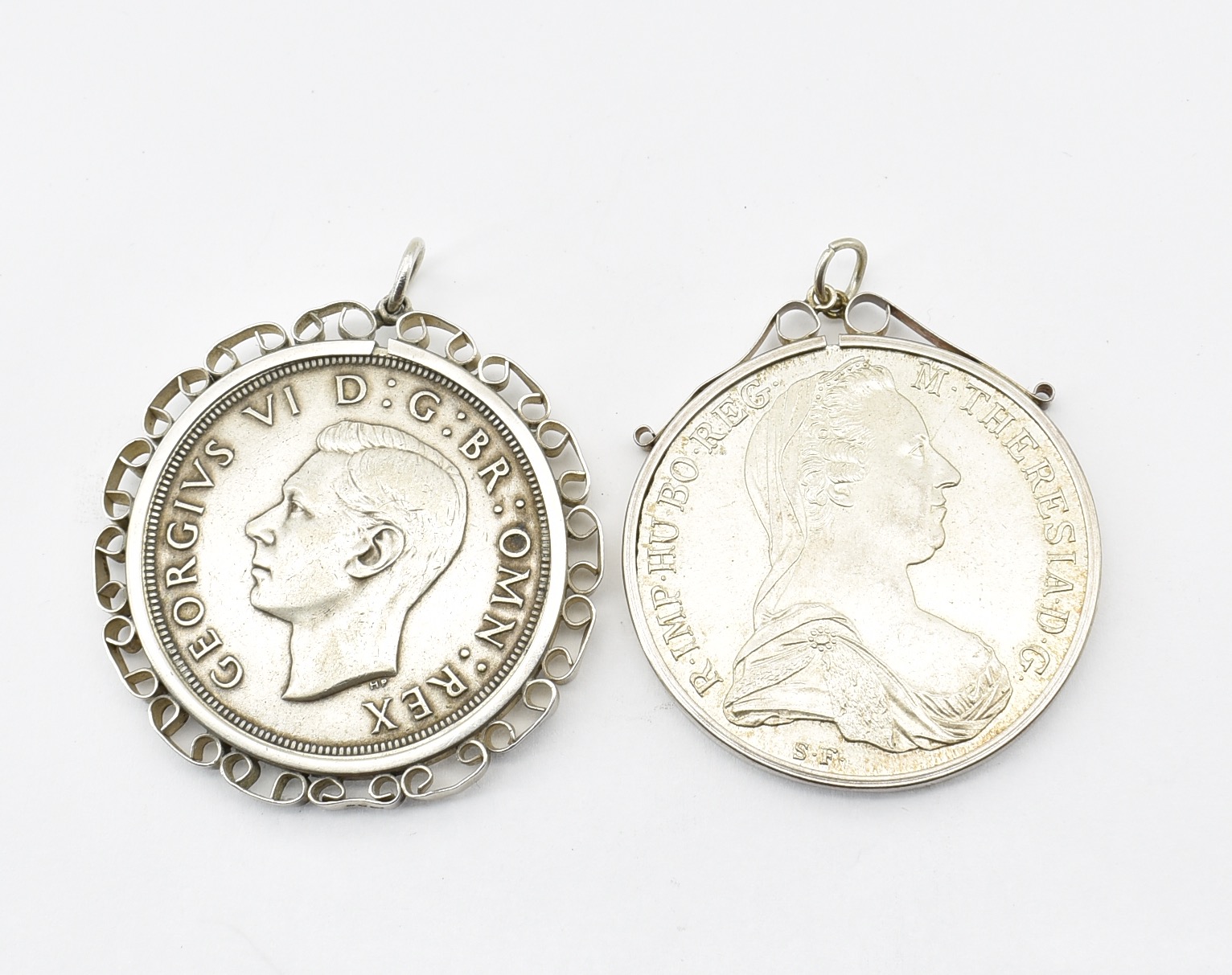 TWO MOUNTED SILVER COIN PENDANTS - Image 2 of 2