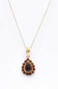 HALLMARKED 9CT GOLD & GARNET PENDANT NECKLACE