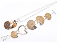 SILVER AMMONITE NECKLACE & BRACELET