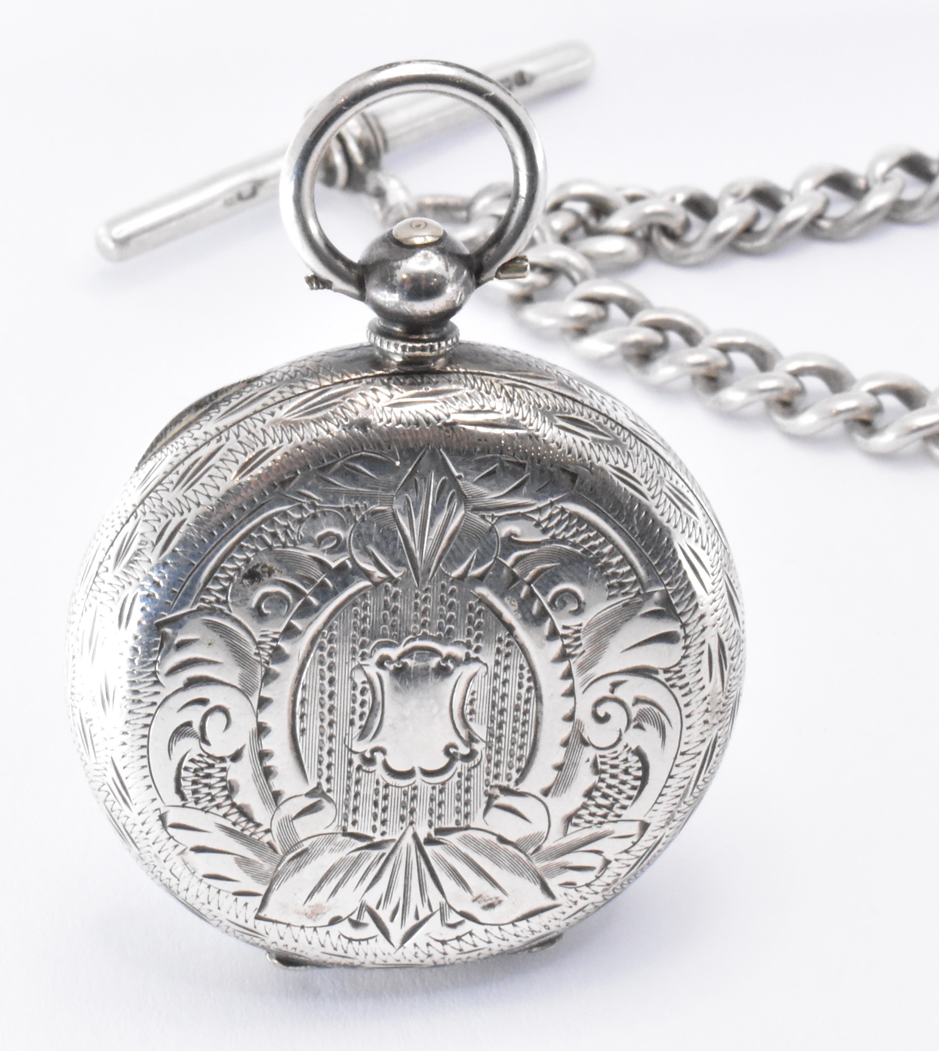 SILVER POCKET WATCH & WATCH CHAIN - Image 6 of 7