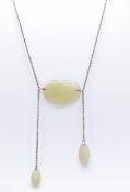 SILVER WHITE METAL HARDSTONE FRINGE NECKLACE