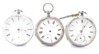 THREE VICTORIAN SILVER POCKET WATCHES