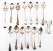 ASSORTMENT OF GEORGIAN, VICTORIAN & LATER SILVER SPOONS