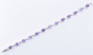 SILVER & AMETHYST LINE BRACELET