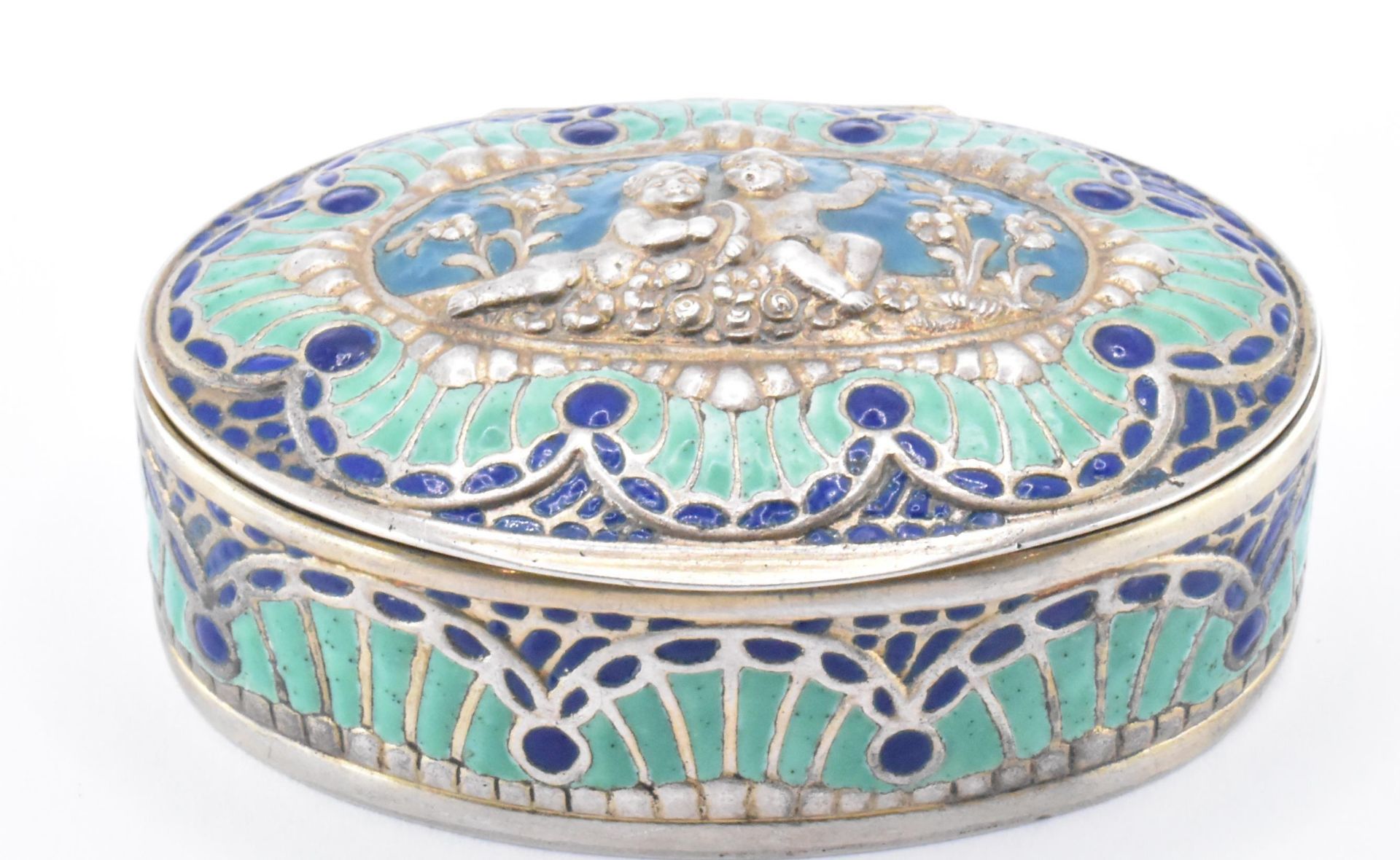 SILVER ENAMELLED PILL BOX