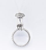 SILVER & RUBY MAGNIFYING GLASS PENDANT NECKLACE