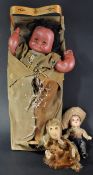 COLLECTION OF VINTAGE DOLLS AND STEIFF MONKEY PUPPET
