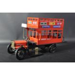 VINTAGE CARETTE STYLE TIN PLATE DOUBLE DECKER BUS