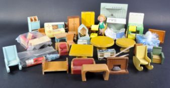 LARGE COLLECTION OF EARLY VINTAGE WOODEN DOLL HOUSE FURNITURE