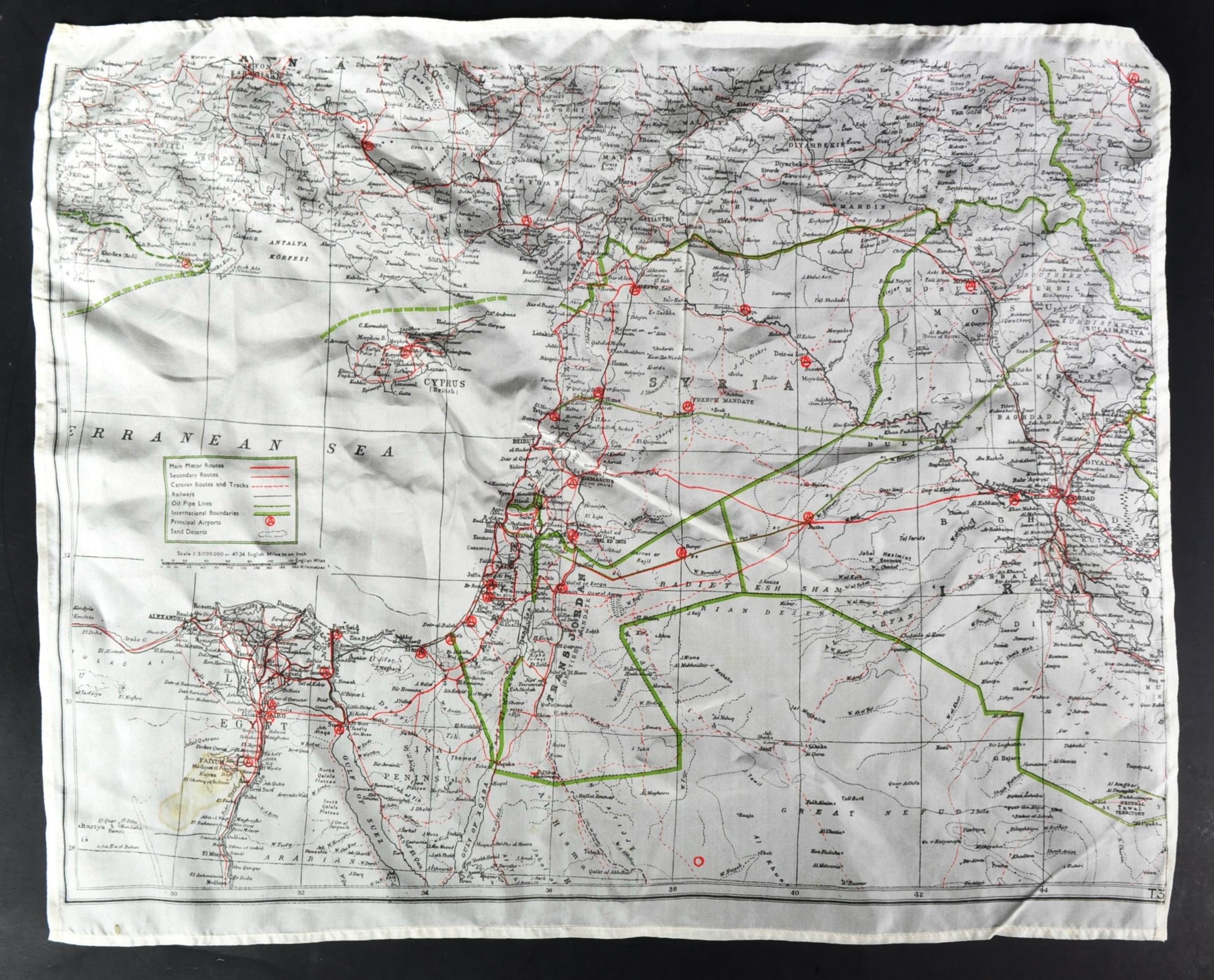 WWII SECOND WORLD WAR RELATED SILK ESCAPE MAP