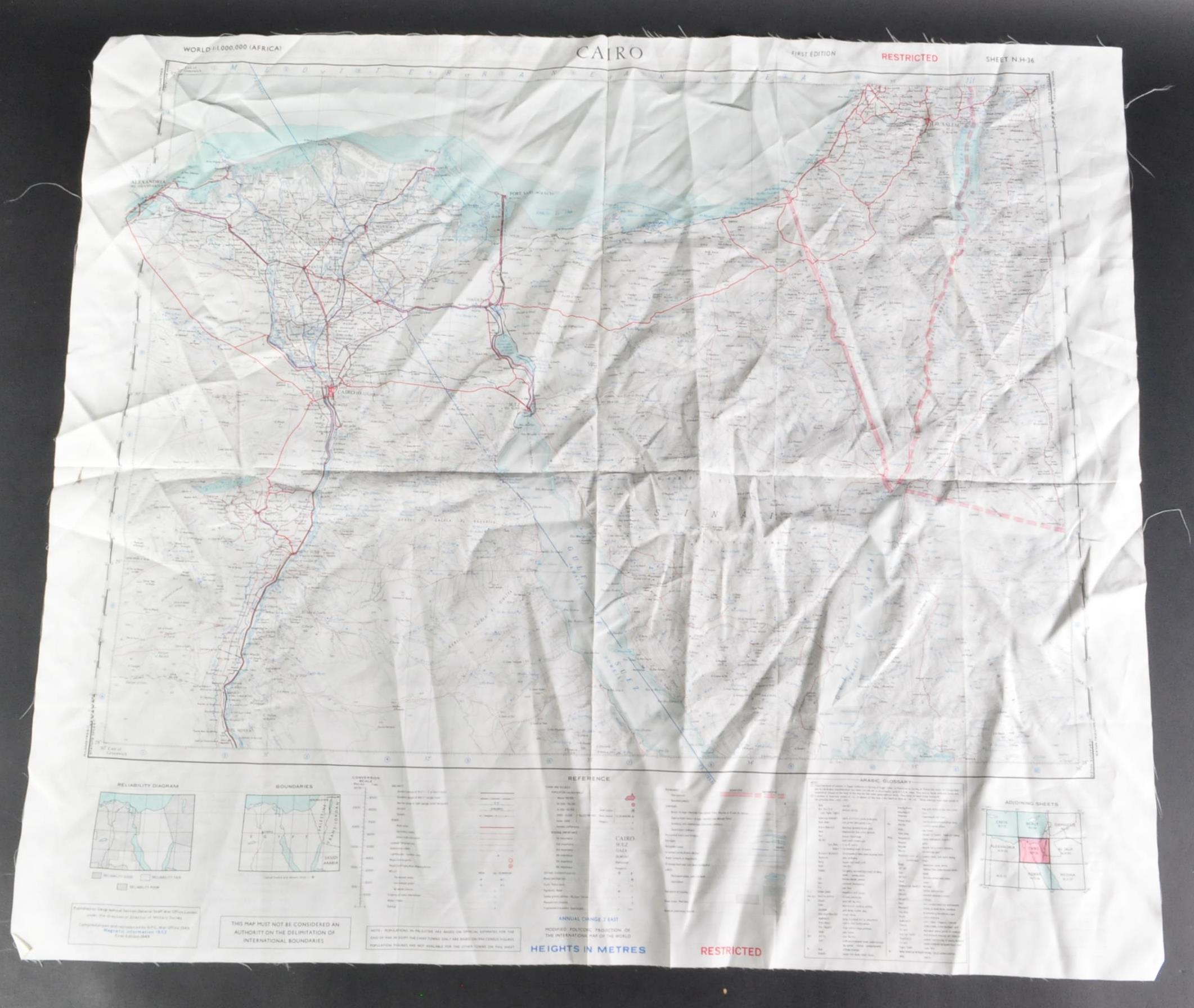 WWII INTEREST - ORIGINAL NORTH AFRICA SILK ESCAPE MAP - Image 2 of 6