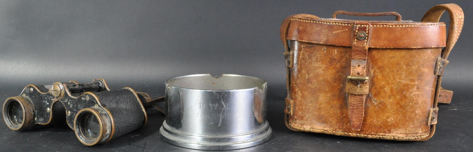 WWI FIRST WORLD WAR - ENGRAVED SHELL & BINOCULARS