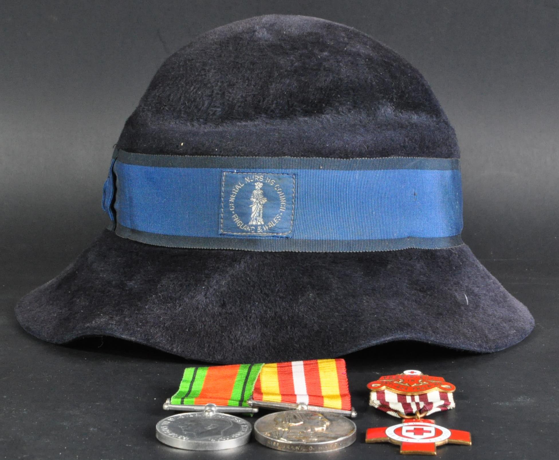 WWII SECOND WORLD WAR NURSING MEDAL GROUP & HAT