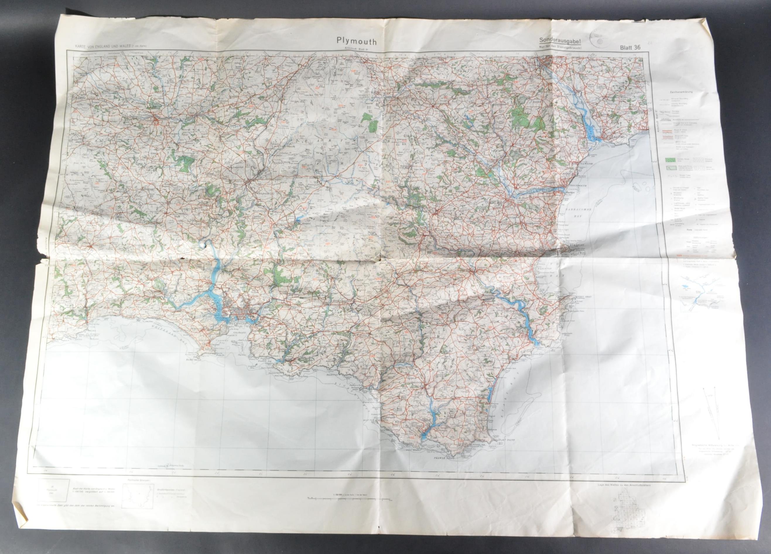 WWII SECOND WORLD WAR THIRD REICH GERMAN 1938 MAP OF PLYMOUTH