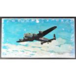 20TH CENTURY OIL ON BAORD PAINTING OF A WW2 LANCASTER BOMBER