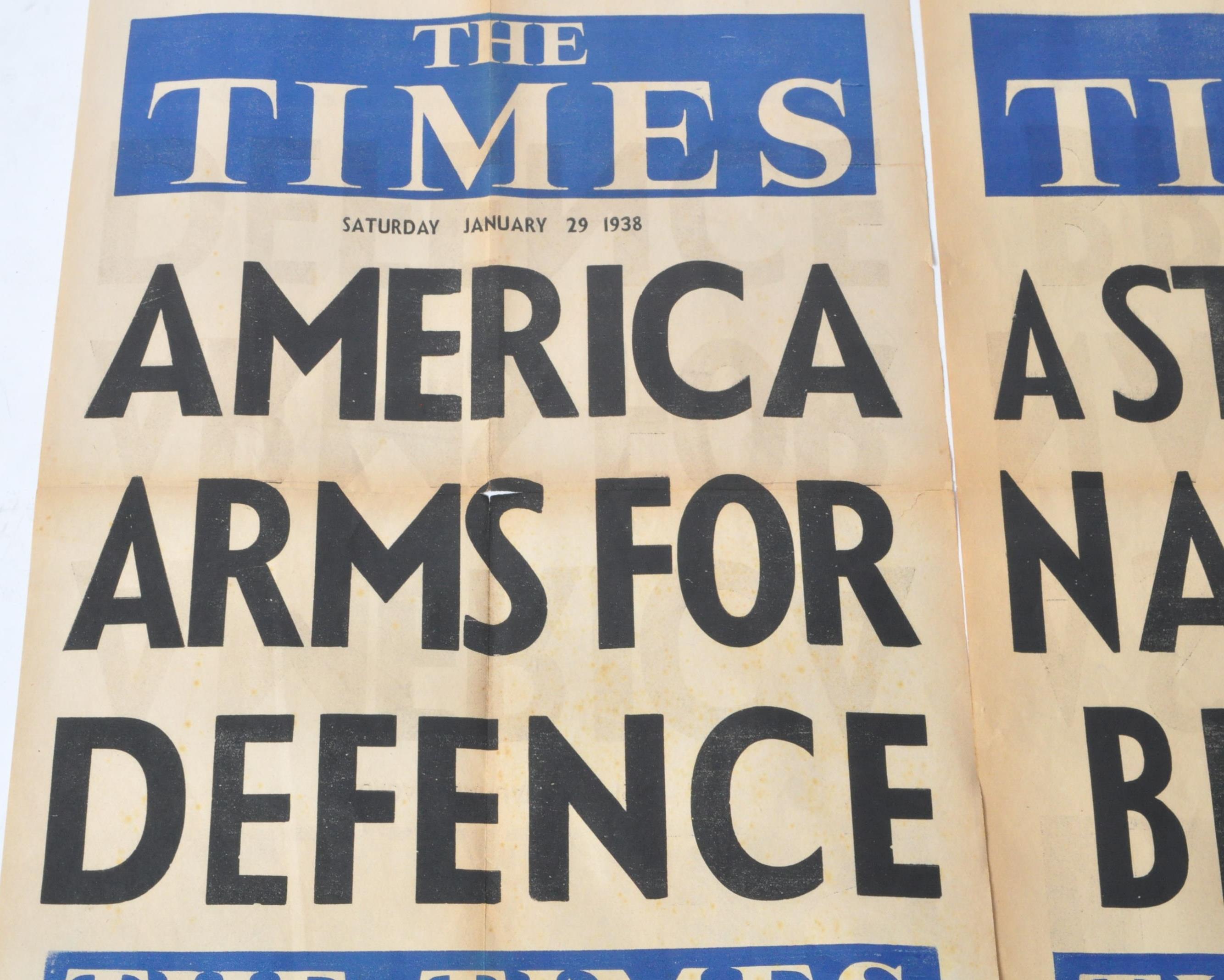 WWII INTEREST - THE TIMES - ORIGINAL NEWSPAPER STAND HEADLINE POSTERS - Image 2 of 3