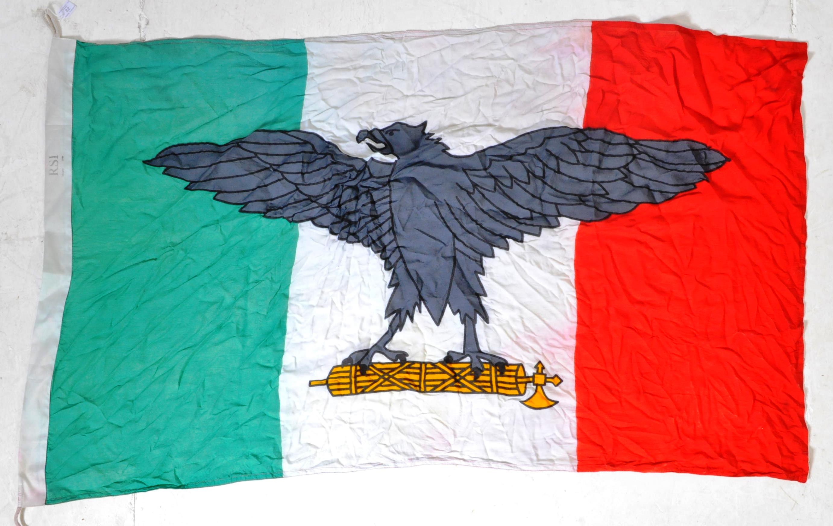 WWII ITALIAN MUSSOLINI UNIT LINEN FLAG DATED 1944