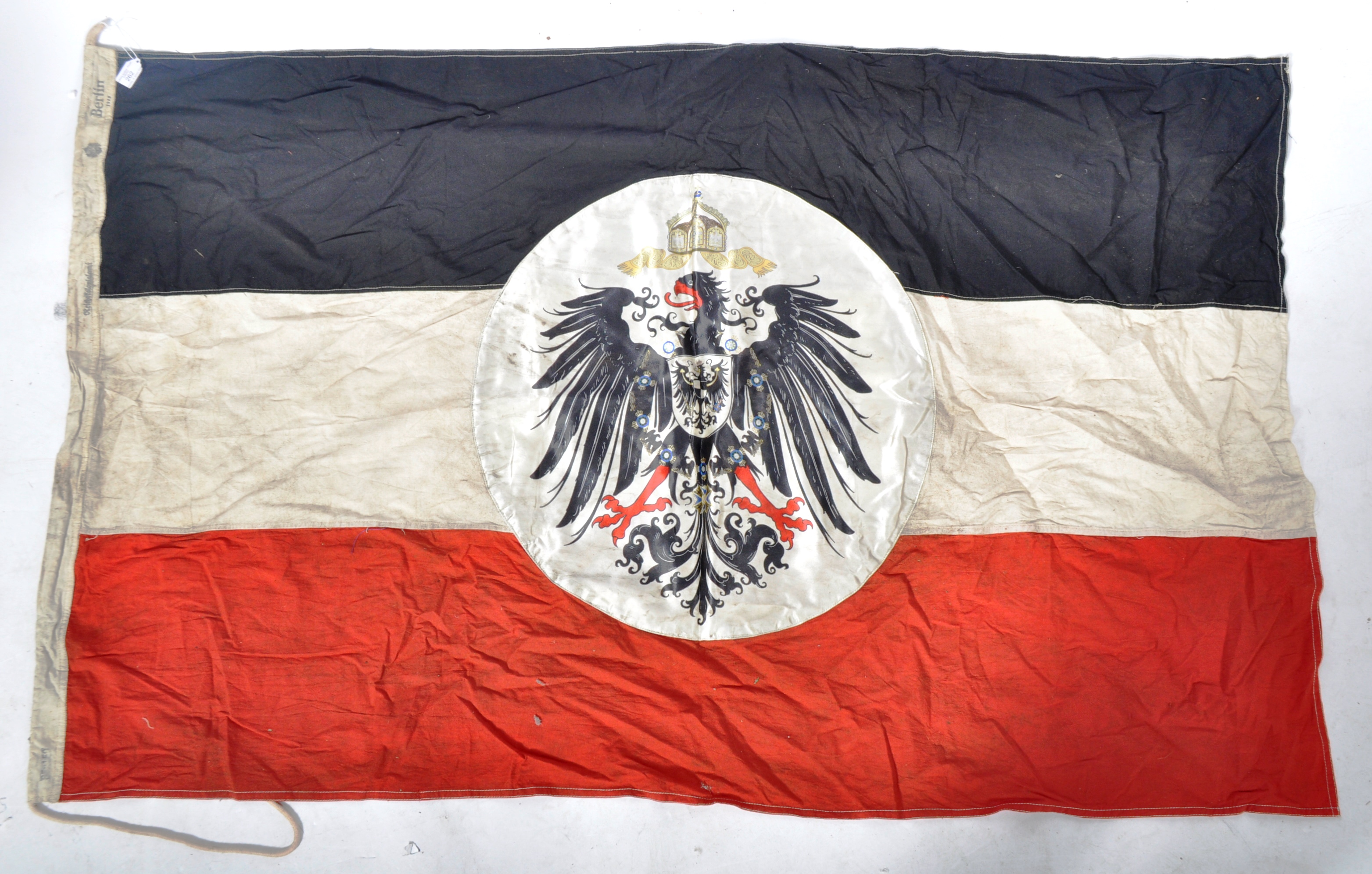 WWI INTEREST - LARGE GERMAN COLONIAL FLAG WITH KAISER EMBLEM