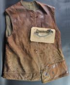 WWII SECOND WORLD WAR SOLDIER'S LEATHER JERKIN & GOGGLES
